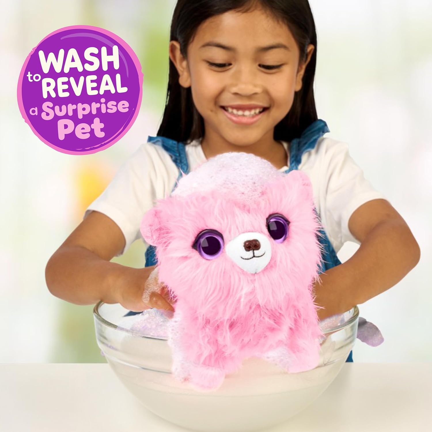 SCRUFFALUVS Pink Surprise Pet, Mystery Plush Toys, Stuffed Animals, Wash to Reveal 1 of 3 Rescue Surprise Toy Pets: Puppy, Bunny, or Kitty - Includes 8.7" Deluxe Carrier - Styles May Vary - Image 4