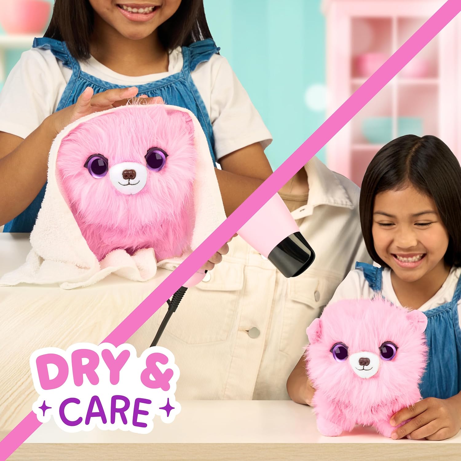 SCRUFFALUVS Pink Surprise Pet, Mystery Plush Toys, Stuffed Animals, Wash to Reveal 1 of 3 Rescue Surprise Toy Pets: Puppy, Bunny, or Kitty - Includes 8.7" Deluxe Carrier - Styles May Vary - Image 5