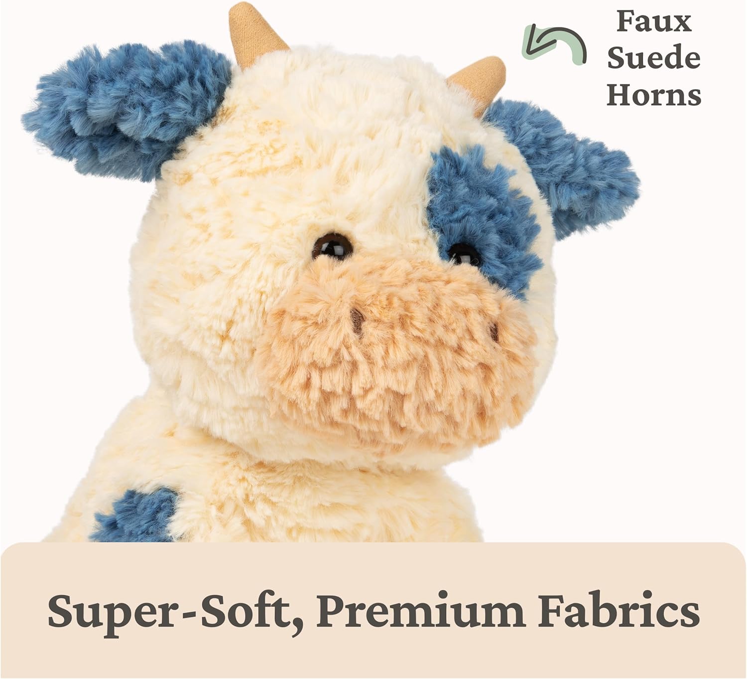 GUND Cozys Collection Cow, Stuffed Animal for Ages 0 and Up, Spring Decor Plush Toy, Cream/Blue, 10” - Image 4