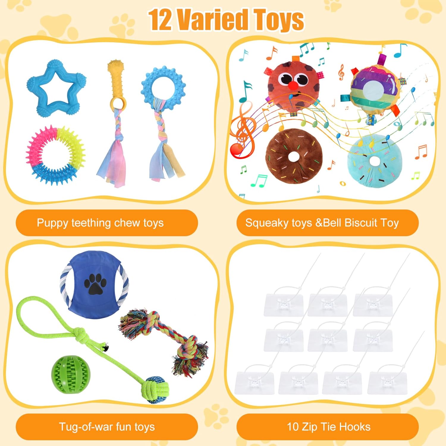 Puppy Play Gym with 12 Toys, Removable Dog Enrichment Playground, Interactive Indoor Training Activity Center for Small Dogs & Puppies, Teething & with Squeaky Toys, Fixable, 12 Toys - Image 4