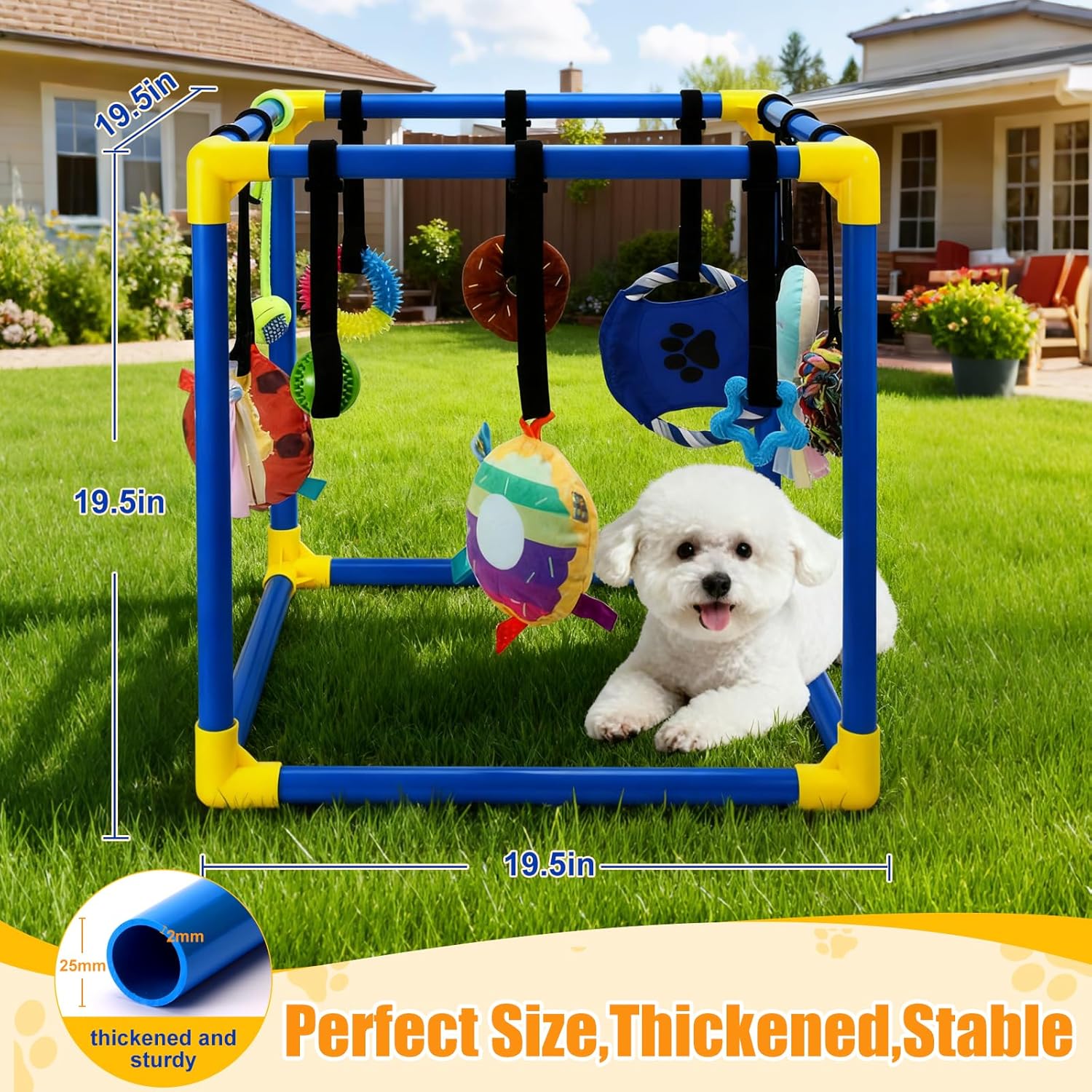 Puppy Play Gym with 12 Toys, Removable Dog Enrichment Playground, Interactive Indoor Training Activity Center for Small Dogs & Puppies, Teething & with Squeaky Toys, Fixable, 12 Toys - Image 5